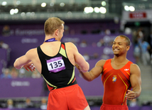 I Avropa Oyunlarında ispaniyalı idmançı Rayderley Migel Sapata Santana idman gimnastikası üzrə sərbəst hərəkətlərdə qızıl medal qazanıb. Azərbaycan, 20 iyun 2015